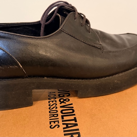 Black Lace-Up Casual Leather platform Shoes - Picture 5 of 7